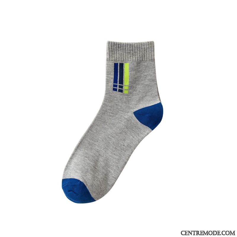 Chaussette Homme Milieu Rayé Sport Plus Épais Hiver Chaussettes En Coton Pure Bleu