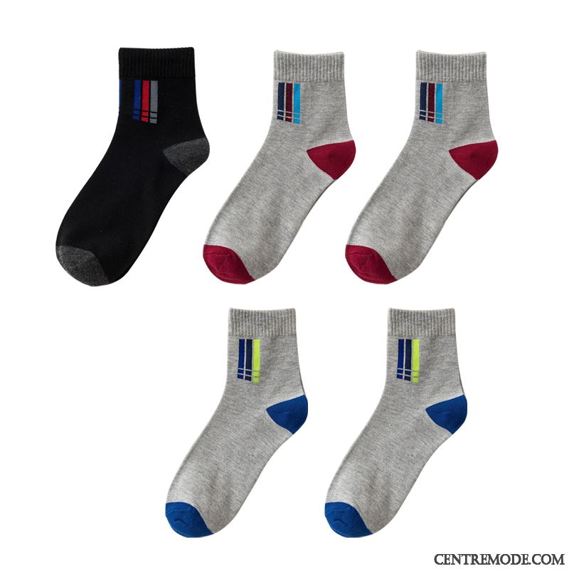 Chaussette Homme Milieu Rayé Sport Plus Épais Hiver Chaussettes En Coton Pure Bleu