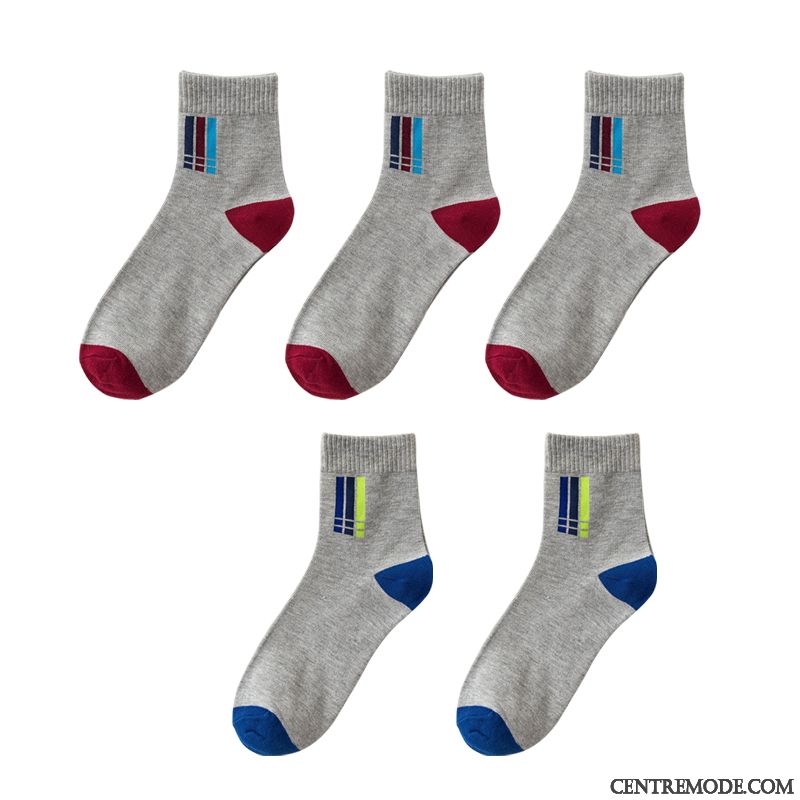 Chaussette Homme Milieu Rayé Sport Plus Épais Hiver Chaussettes En Coton Pure Bleu