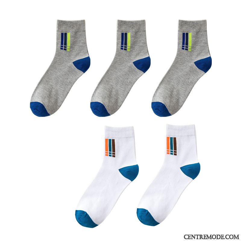 Chaussette Homme Milieu Rayé Sport Plus Épais Hiver Chaussettes En Coton Pure Bleu