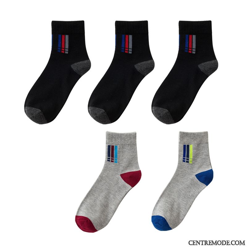 Chaussette Homme Milieu Rayé Sport Plus Épais Hiver Chaussettes En Coton Pure Bleu