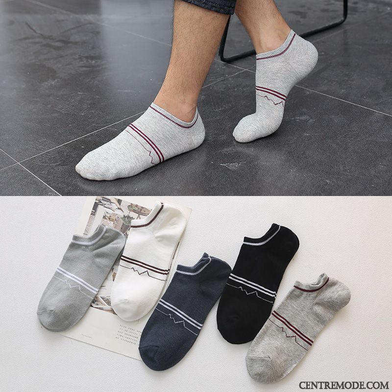 Chaussette Homme Section Mince Style Chaussette Courte Cœur Loisir Faible Gris Clair