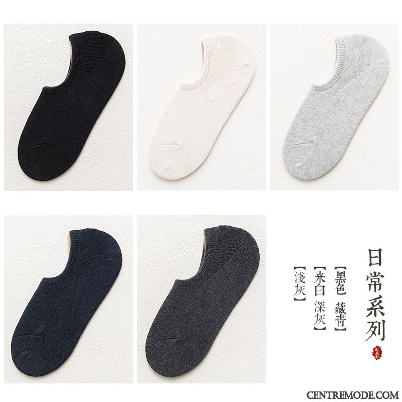 Chaussette Homme Silicone Chaussette Basse Coupée Faible Invisible Été Coton Bleu Clair