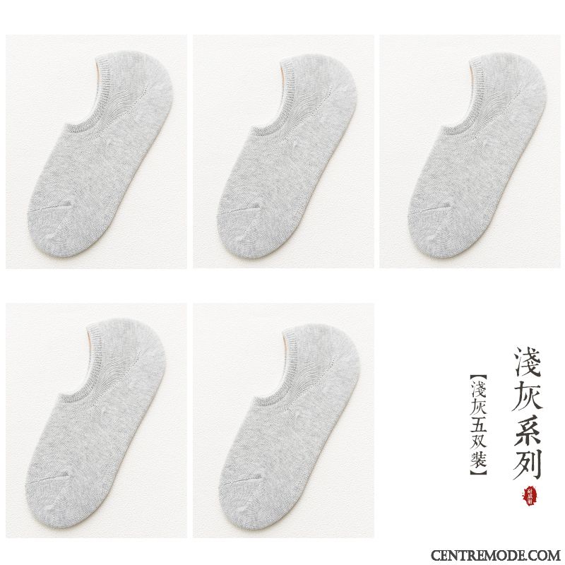 Chaussette Homme Silicone Chaussette Basse Coupée Faible Invisible Été Coton Bleu Clair