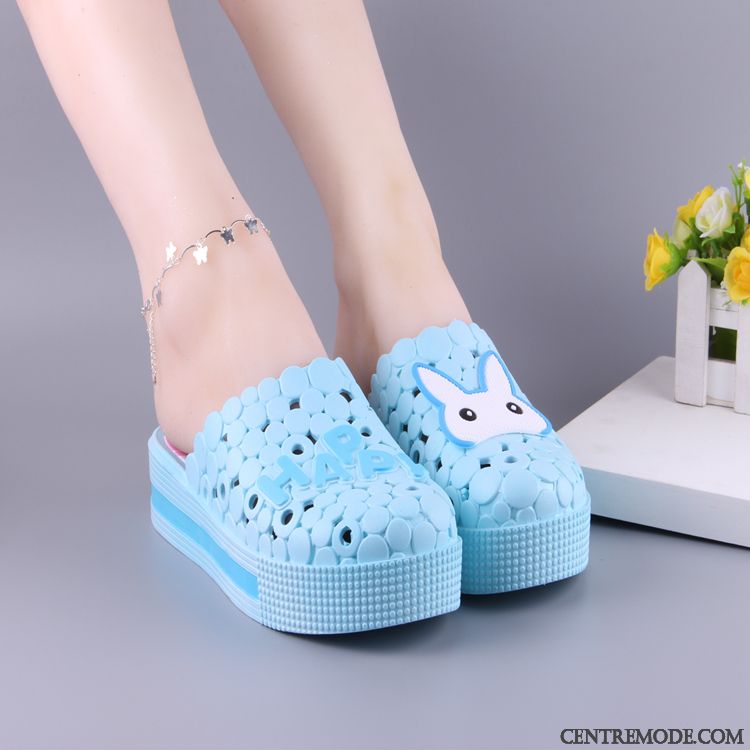 Chausson Pantoufle Femme Blanc Cyan, Vente Chaussons Chaussure Femme