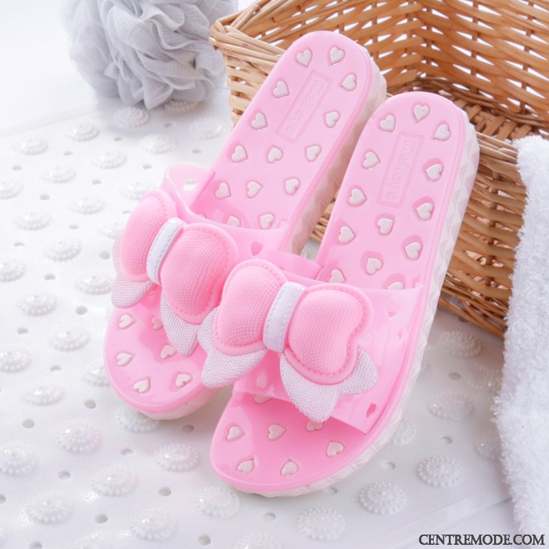 Chaussons Blanches Femme En Vente, Pantoufles Femme Mode Tout Blanc Vert