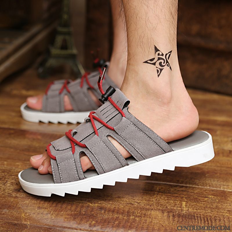 Chaussons De Luxe Homme Pas Cher Soldes, Pantoufle Homme Cuir Chameau Bisque