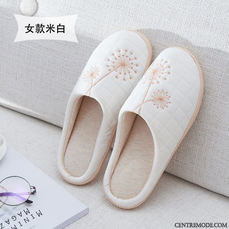 Chaussons Femme Chauds Intérieur Plus De Velours Tongs Chaussons Hiver Matelassé Rose