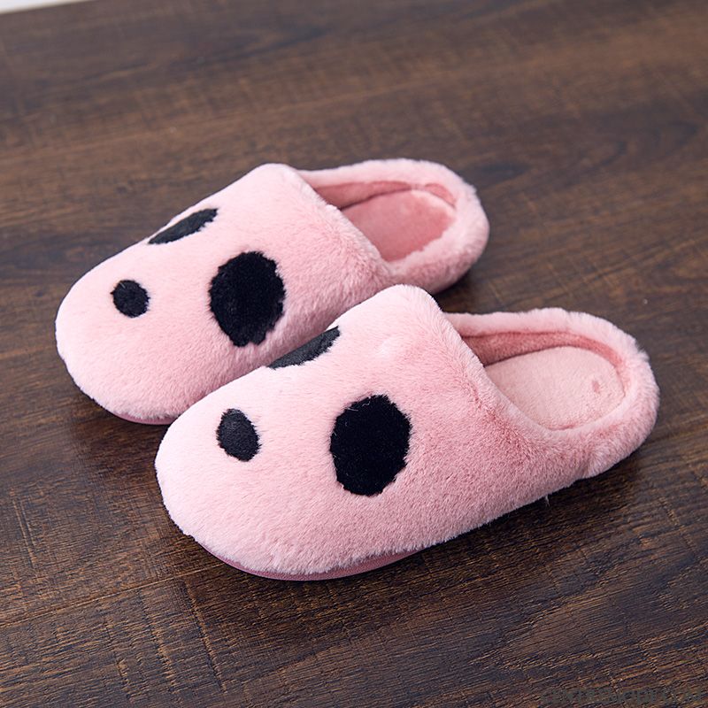 Chaussons Femme Chauds Intérieur Tongs Chaussons Hiver Dessin Animé Semelle Épaisse Rose