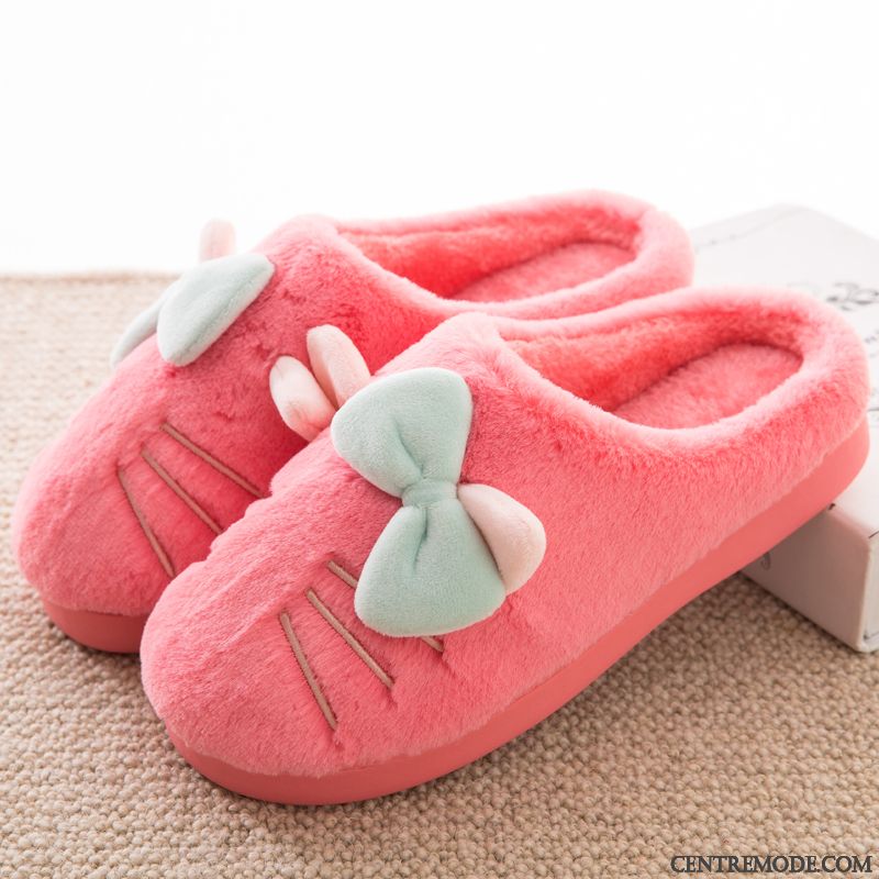 Chaussons Femme Enfant De Maison Charmant Matelassé Chauds Intérieur Rose