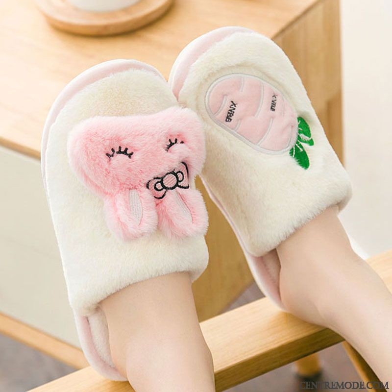 Chaussons Femme Fantaisie Matelassé De Maison Antidérapant Intérieur Hiver Rose