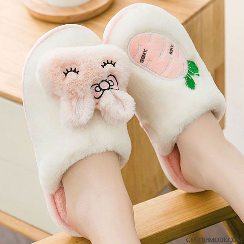 Chaussons Femme Fantaisie Matelassé De Maison Antidérapant Intérieur Hiver Rose