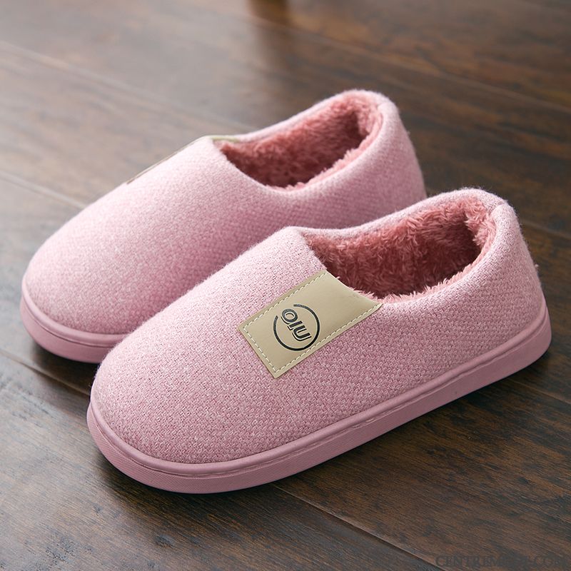 Chaussons Femme Intérieur Chauds Hiver Matelassé Fantaisie Homme Rose