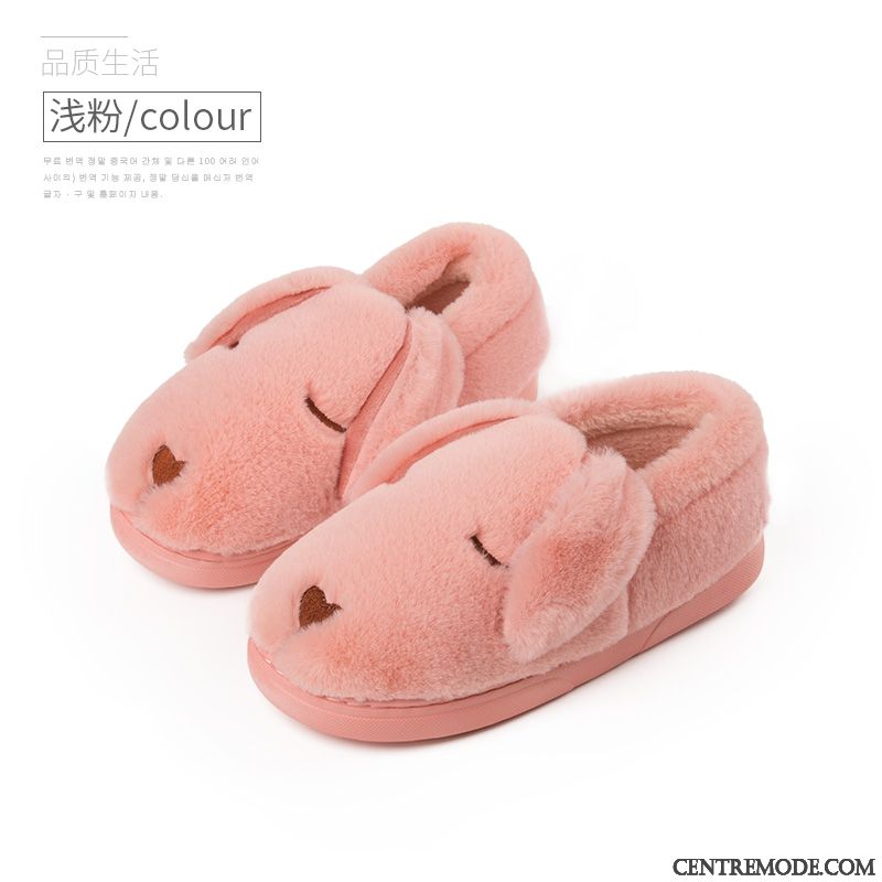 Chaussons Femme Matelassé Charmant Intérieur Chauds Semelle Épaisse L'automne Rose