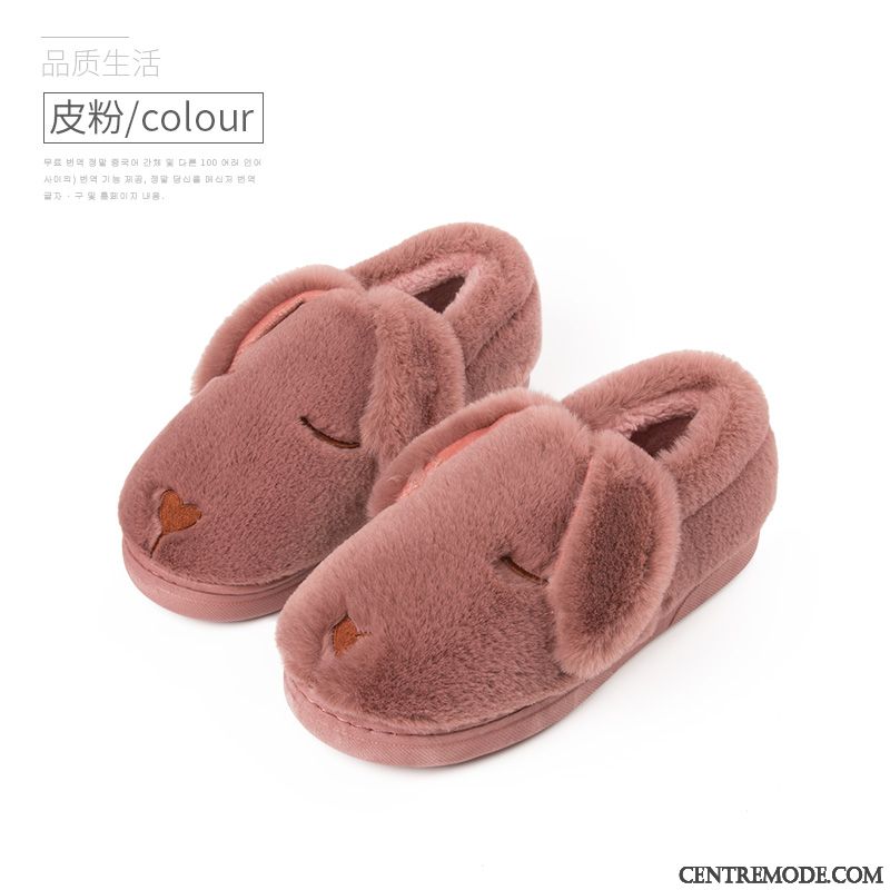 Chaussons Femme Matelassé Charmant Intérieur Chauds Semelle Épaisse L'automne Rose