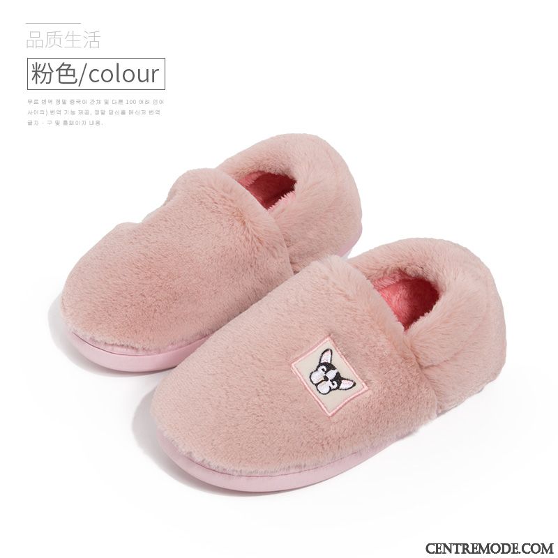 Chaussons Femme Matelassé Charmant Intérieur Chauds Semelle Épaisse L'automne Rose