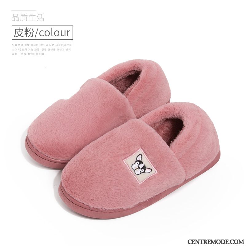 Chaussons Femme Matelassé Charmant Intérieur Chauds Semelle Épaisse L'automne Rose