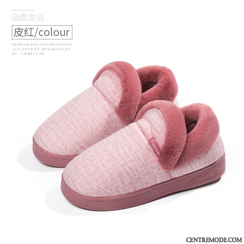 Chaussons Femme Matelassé Charmant Intérieur Chauds Semelle Épaisse L'automne Rose