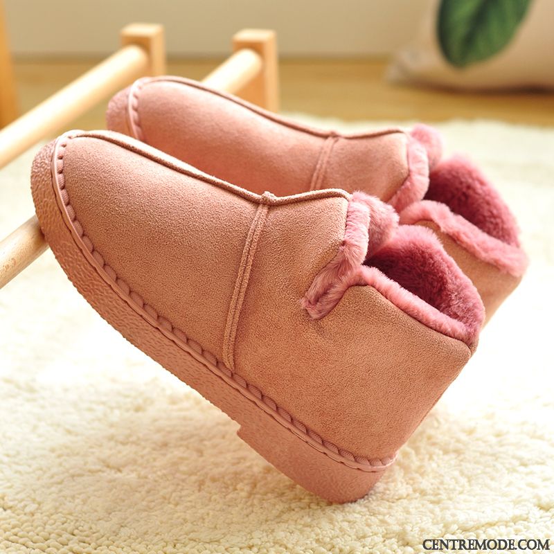 Chaussons Femme Matelassé Tongs Chaussons Hiver Antidérapant Dame Chauds Rose