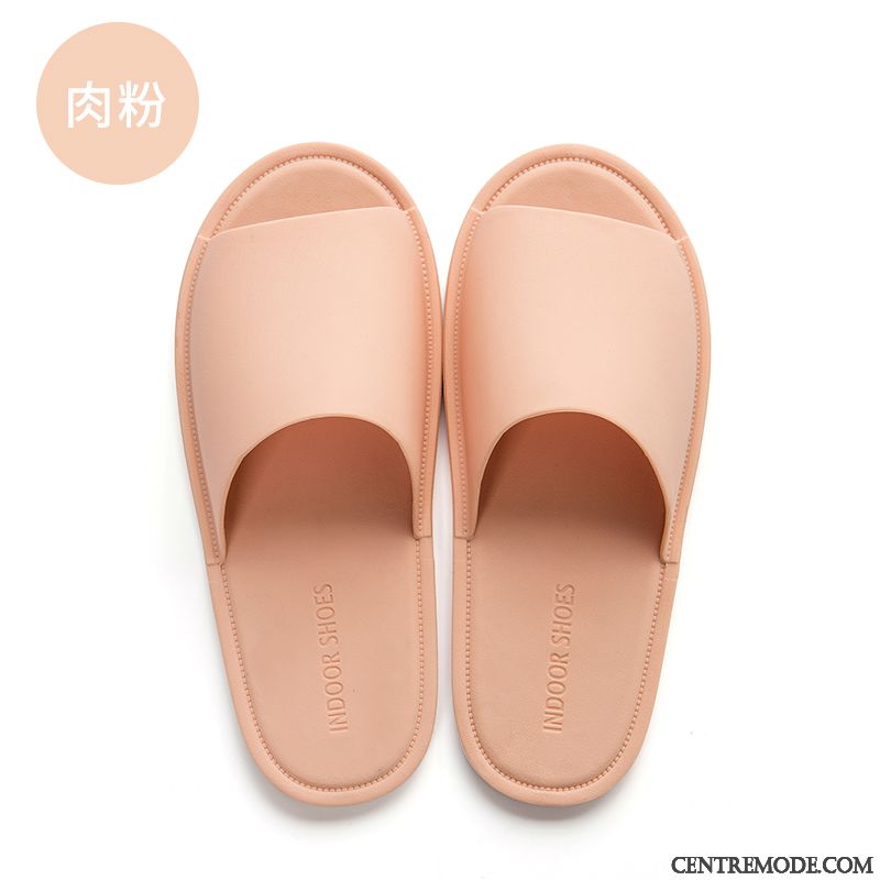 Chaussons Femme Salle De Bains Tongs Chaussons Été Homme Semelle Doux Intérieur Rose