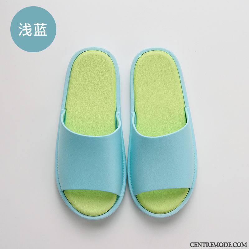 Chaussons Femme Salle De Bains Tongs Chaussons Été Homme Semelle Doux Intérieur Rose