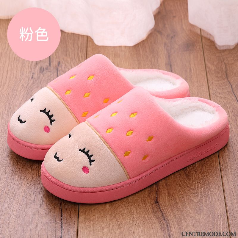 Chaussons Femme Semelle Épaisse Intérieur Chauds Tongs Chaussons Semelle Doux Antidérapant Violet