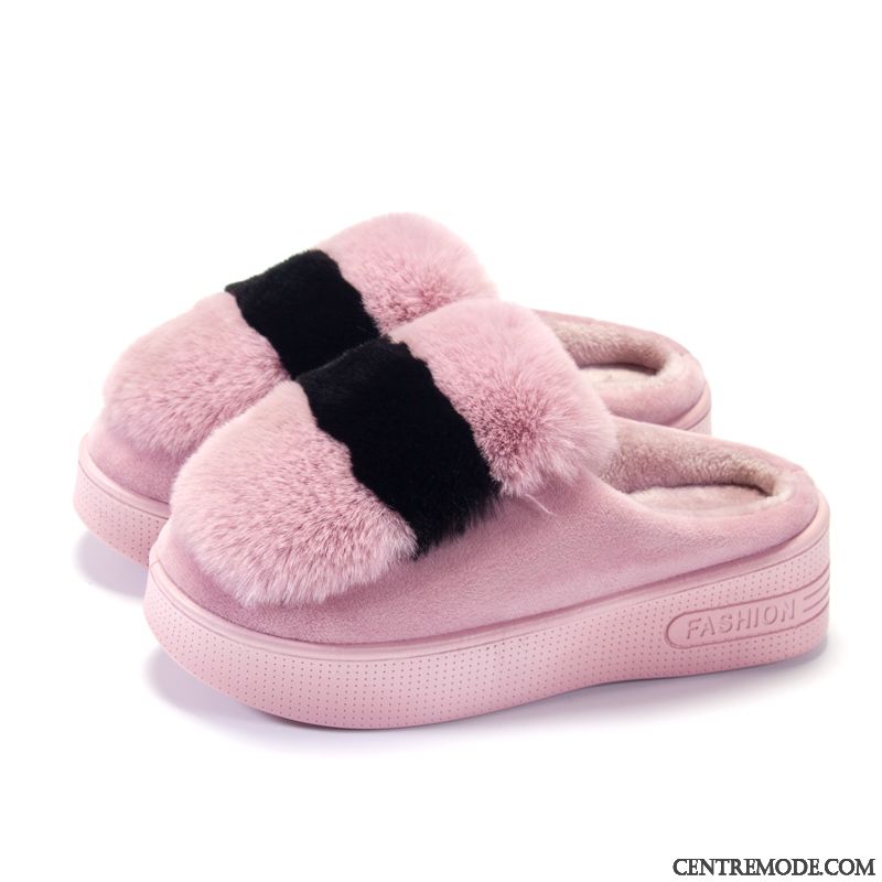 Chaussons Femme Talons Hauts Mode Imperméable Étudiant Hiver De Maison Rose