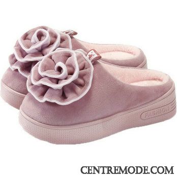 Chaussons Femme Talons Hauts Mode Imperméable Étudiant Hiver De Maison Rose