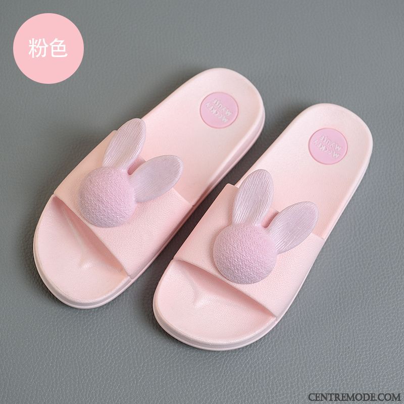 Chaussons Femme Tongs Chaussons Fantaisie Charmant Semelle Épaisse Été De Maison Rose