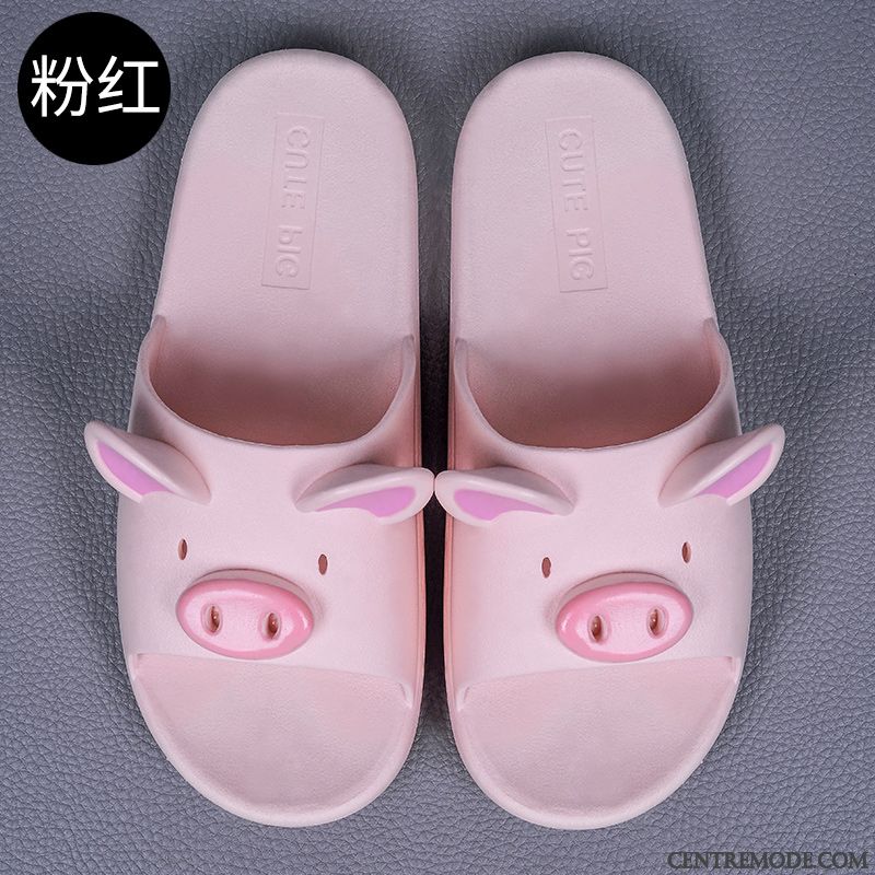 Chaussons Femme Tongs Chaussons Fantaisie Charmant Semelle Épaisse Été De Maison Rose