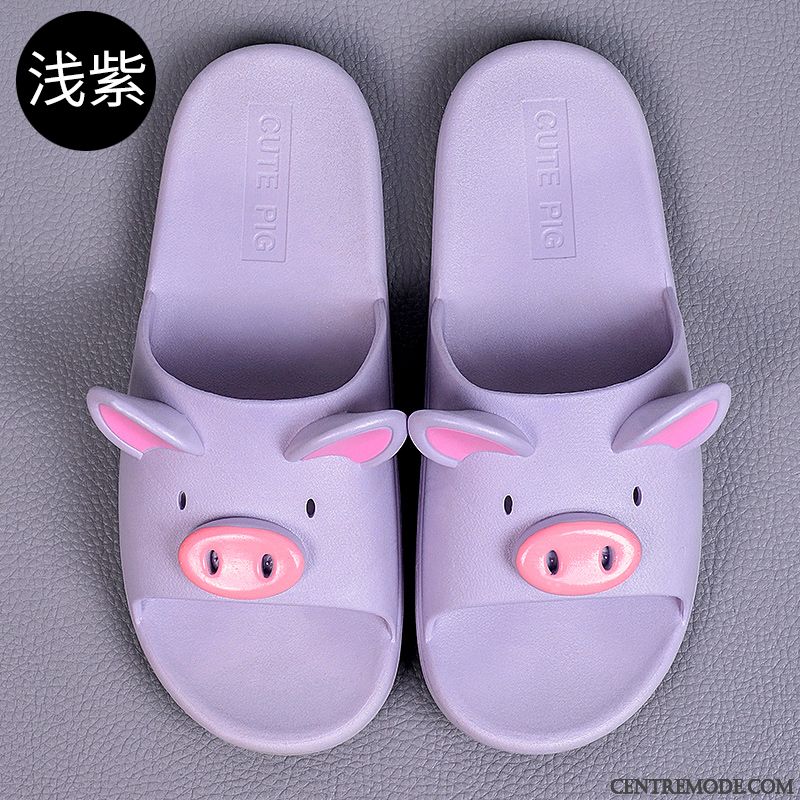 Chaussons Femme Tongs Chaussons Fantaisie Charmant Semelle Épaisse Été De Maison Rose