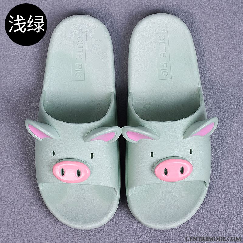 Chaussons Femme Tongs Chaussons Fantaisie Charmant Semelle Épaisse Été De Maison Rose