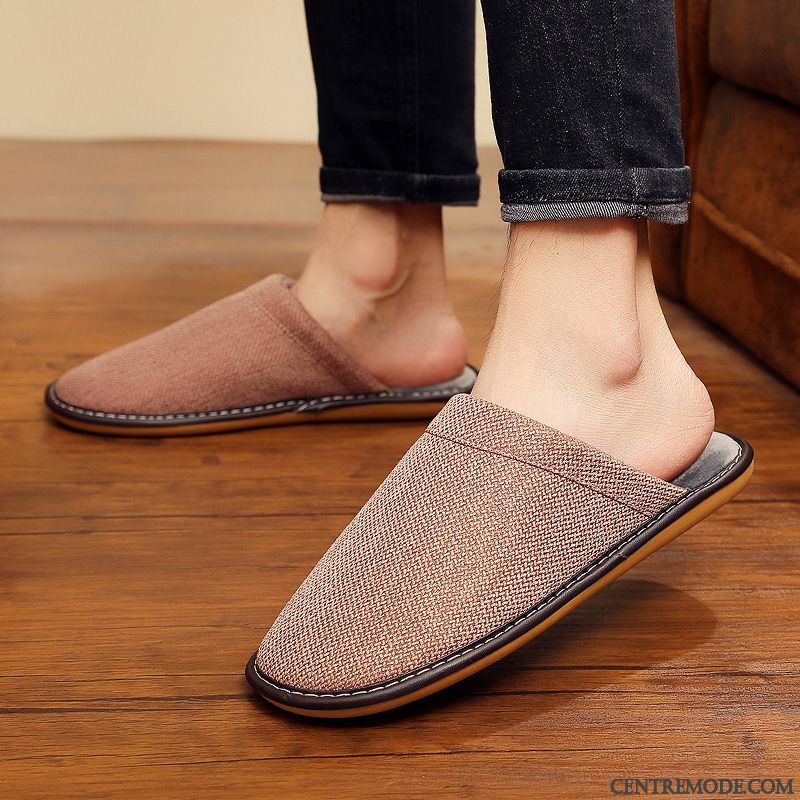 Chaussons Homme Antidérapant Femme Semelle Épaisse Chauds L'automne Intérieur Gris