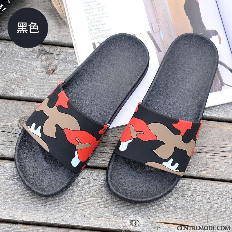 Chaussons Homme Antidérapant Tongs Chaussons Semelle Doux Intérieur Mode Tendance Noir
