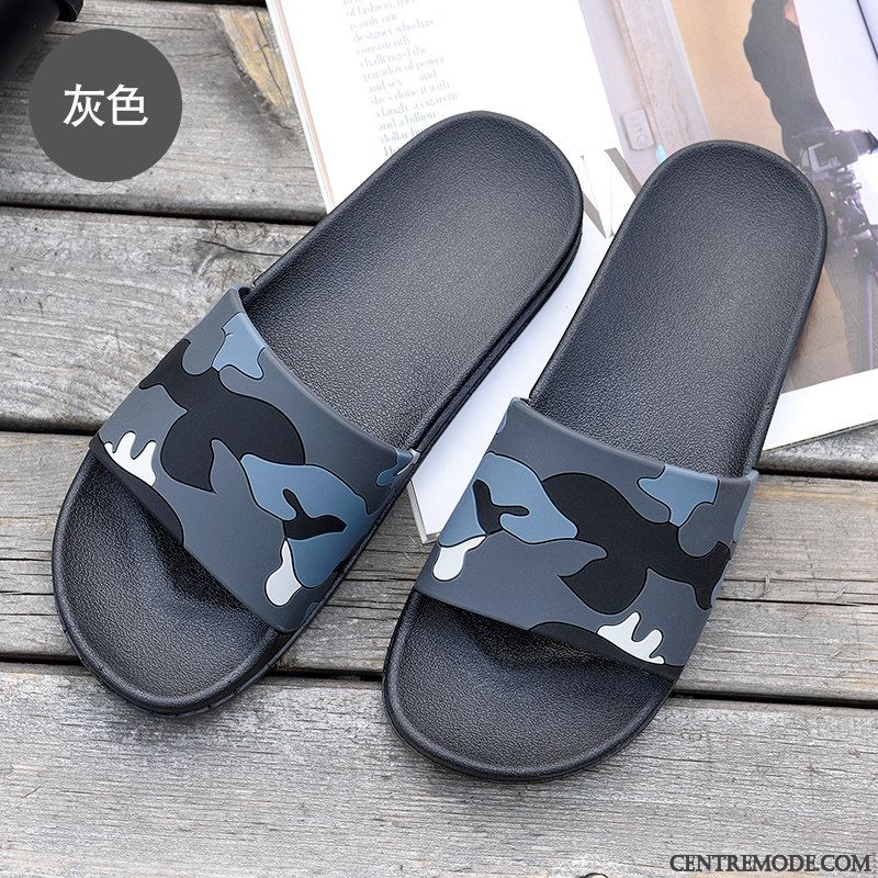 Chaussons Homme Antidérapant Tongs Chaussons Semelle Doux Intérieur Mode Tendance Noir
