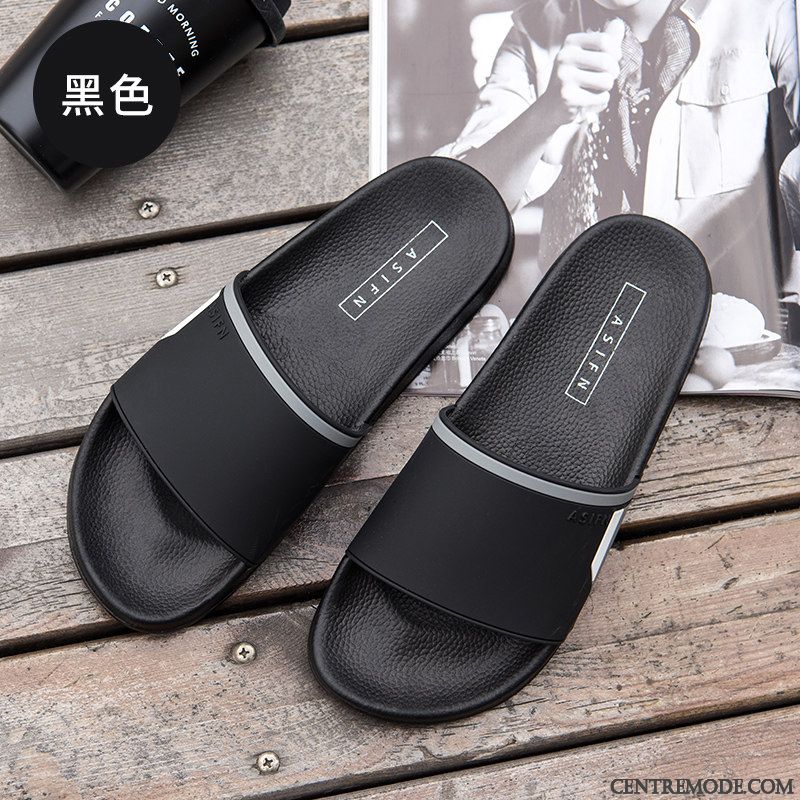 Chaussons Homme Antidérapant Tongs Chaussons Semelle Doux Intérieur Mode Tendance Noir