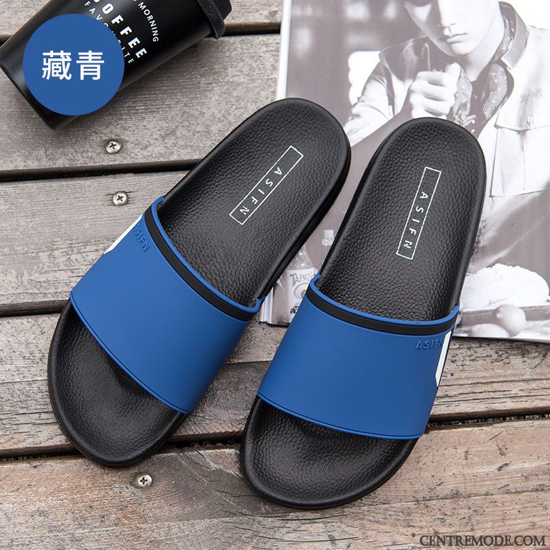 Chaussons Homme Antidérapant Tongs Chaussons Semelle Doux Intérieur Mode Tendance Noir