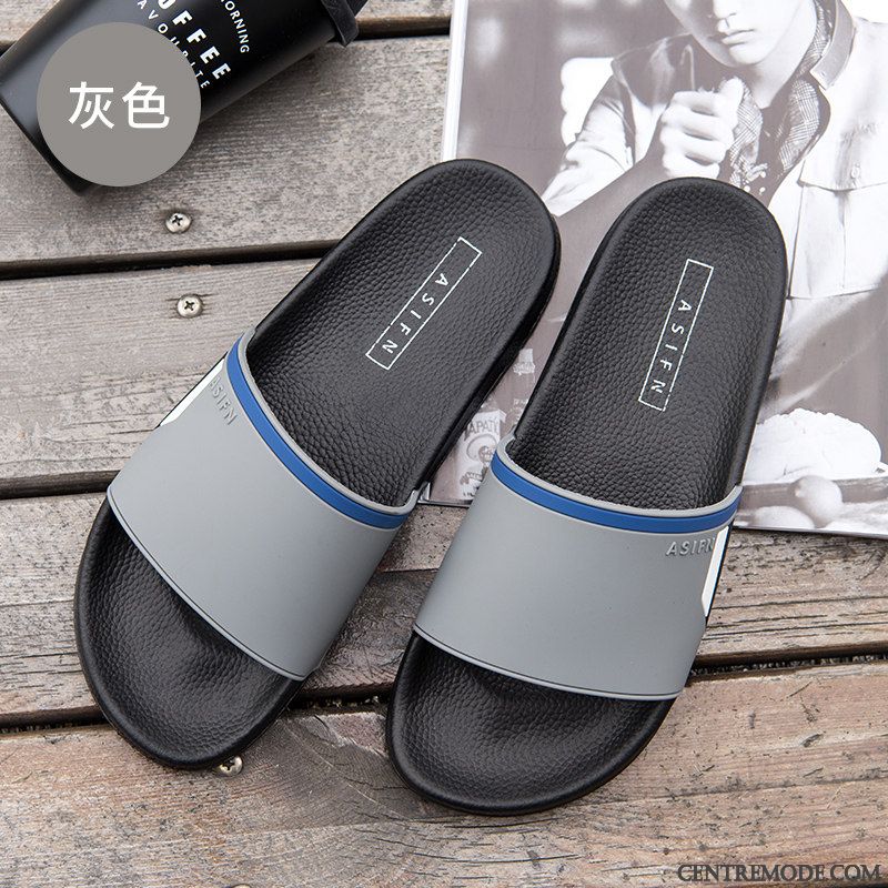 Chaussons Homme Antidérapant Tongs Chaussons Semelle Doux Intérieur Mode Tendance Noir