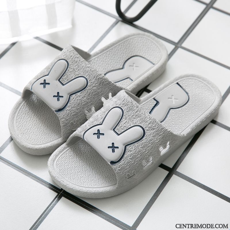 Chaussons Homme De Maison Femme Fantaisie Charmant Été Intérieur Gris