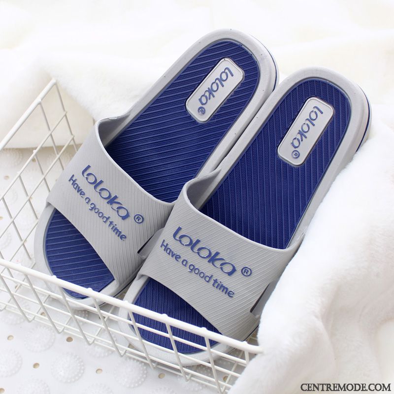 Chaussons Homme De Maison Tongs Chaussons Salle De Bains Été Semelle Doux Fantaisie Bleu