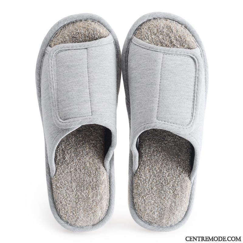 Chaussons Homme De Maison Été Tongs Chaussons Fantaisie Intérieur Femme Gris