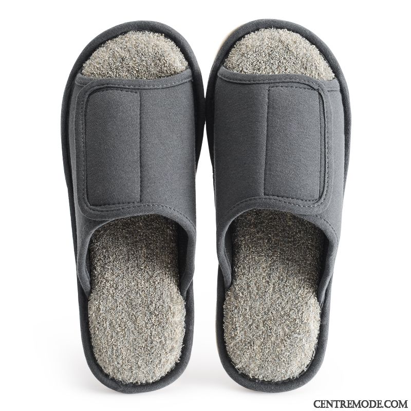 Chaussons Homme De Maison Été Tongs Chaussons Fantaisie Intérieur Femme Gris