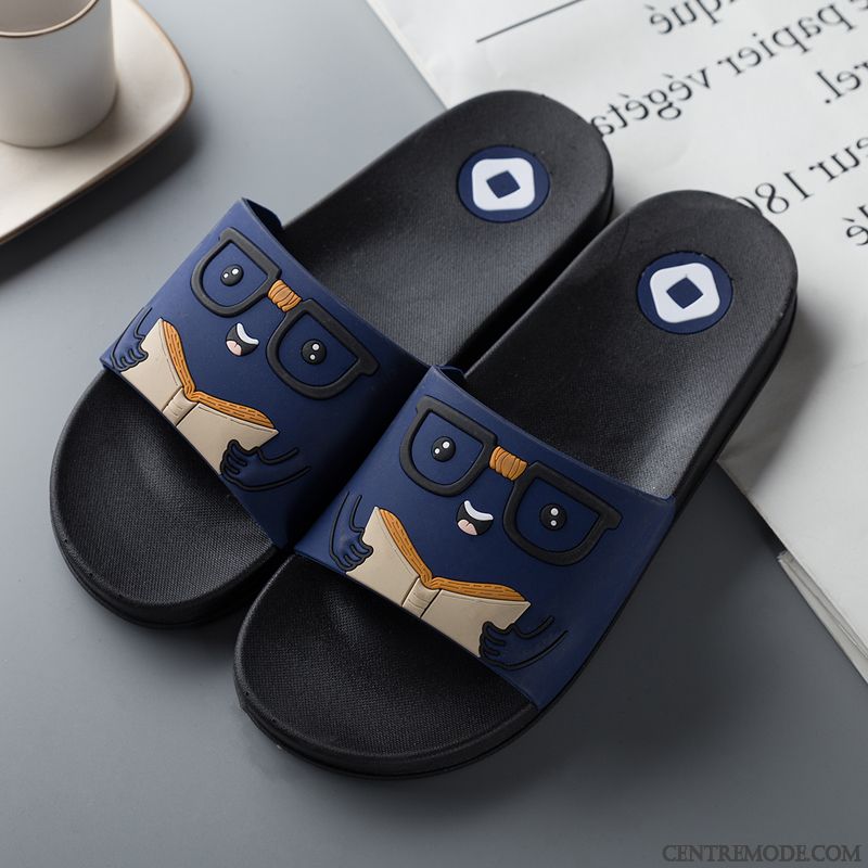 Chaussons Homme Dessin Animé Femme Été Semelle Épaisse Antidérapant Intérieur Vert