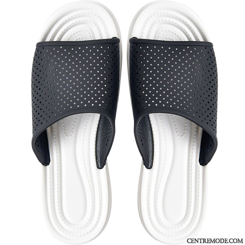 Chaussons Homme Femme De Plein Air Tongs Chaussons Semelle Doux Semelle Épaisse Salle De Bains Bleu