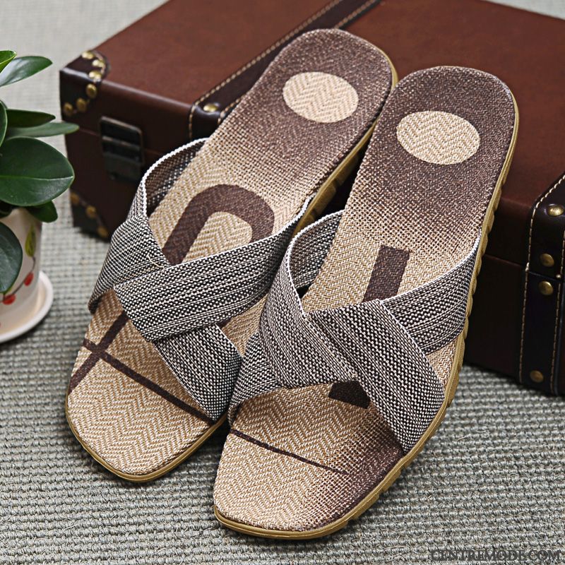 Chaussons Homme Femme Fantaisie De Maison Été Intérieur Plage Marron