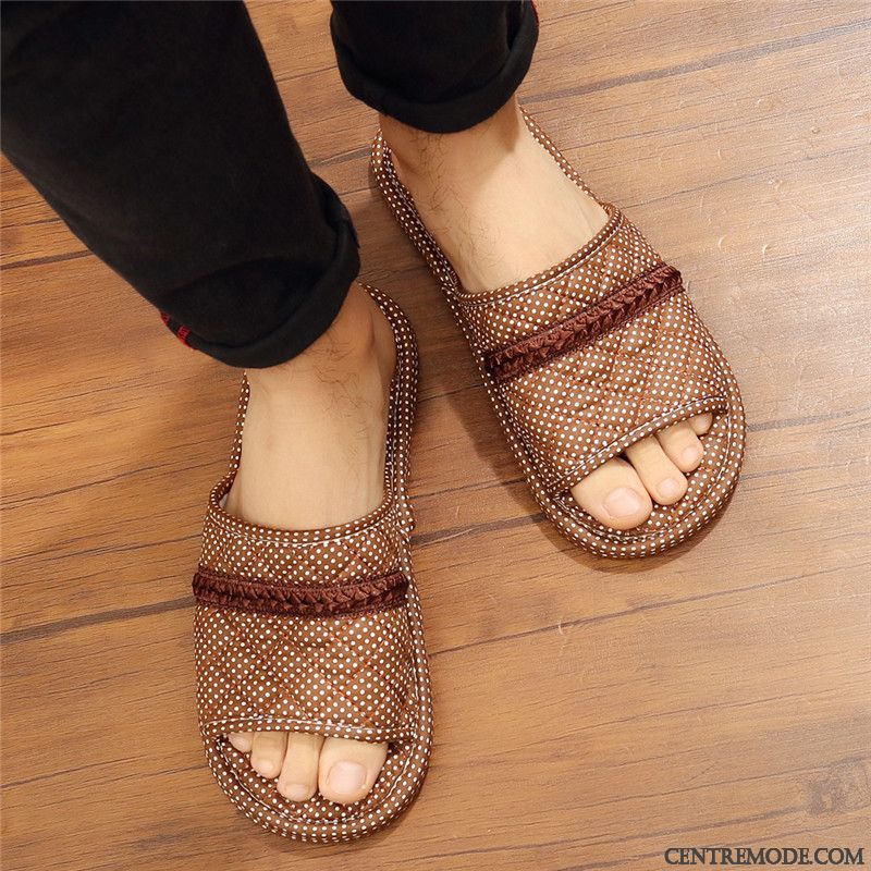 Chaussons Homme Femme Pur De Maison Matelassé Été Toutes Les Saisons Noir
