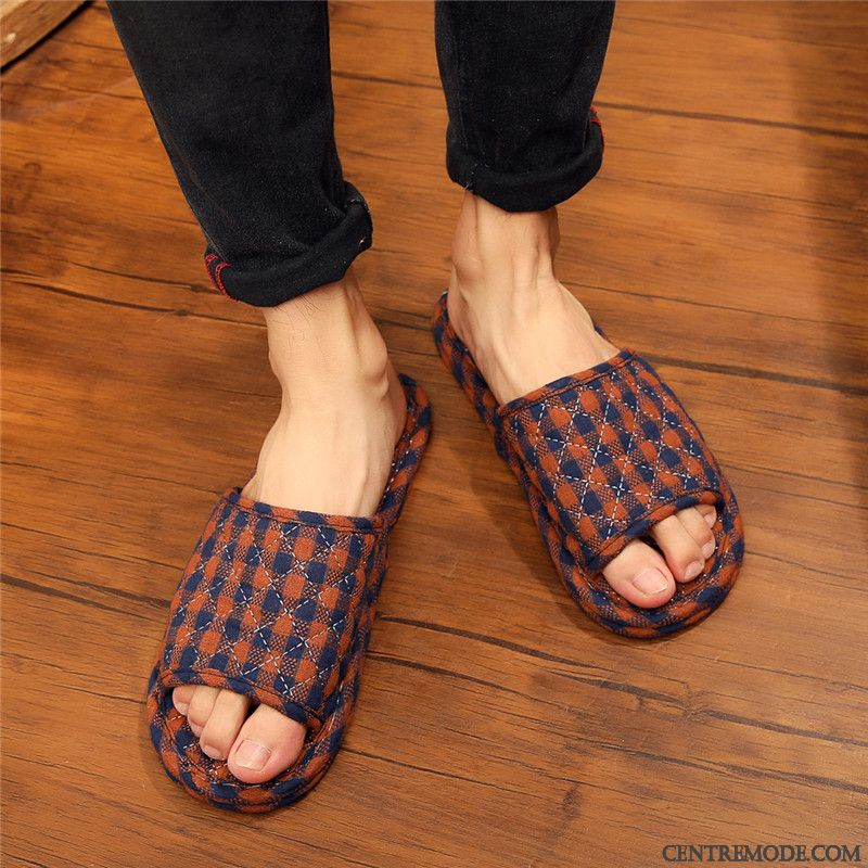Chaussons Homme Femme Pur De Maison Matelassé Été Toutes Les Saisons Noir