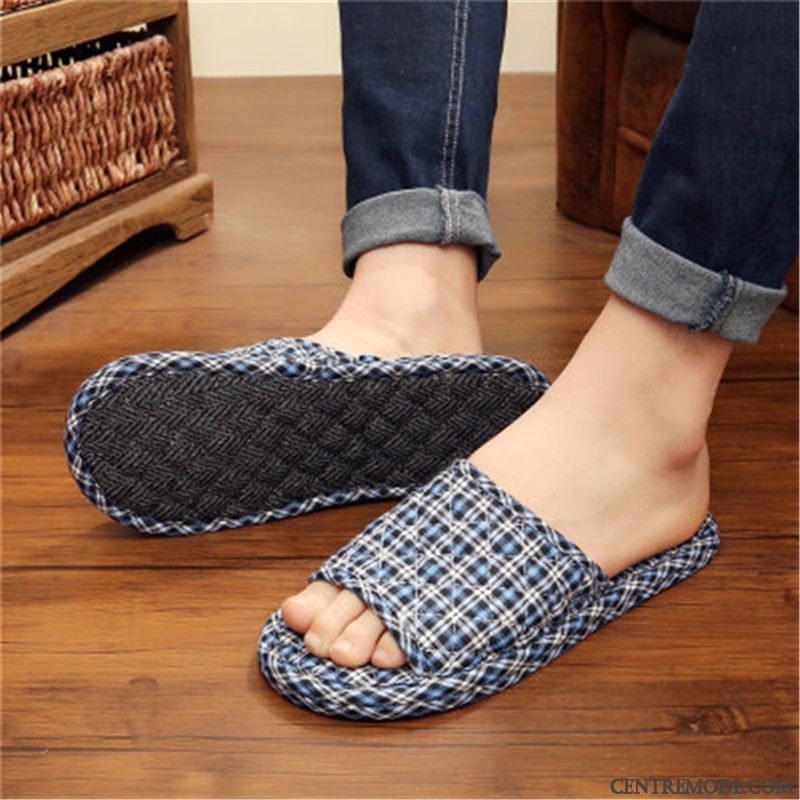 Chaussons Homme Femme Pur De Maison Matelassé Été Toutes Les Saisons Noir