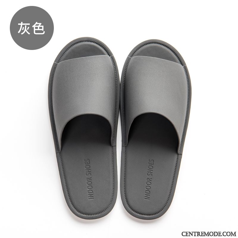 Chaussons Homme Femme Salle De Bains Tongs Chaussons Intérieur Été Semelle Doux Gris