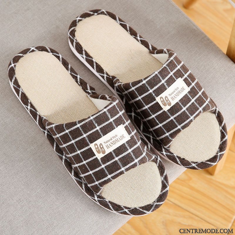 Chaussons Homme Femme Été De Maison Tongs Chaussons Matelassé Toutes Les Saisons Vert